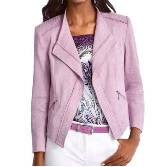 White House Black Market Linen Blend Moto Jacket - Picture 1 of 9